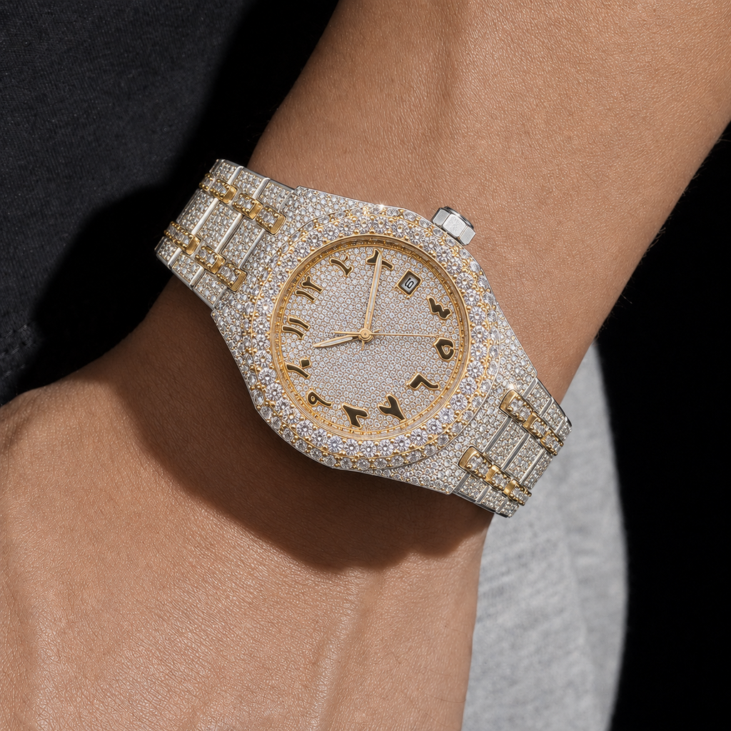 Iced Out 41mm Arabic Dial VVS Moissanite Watch