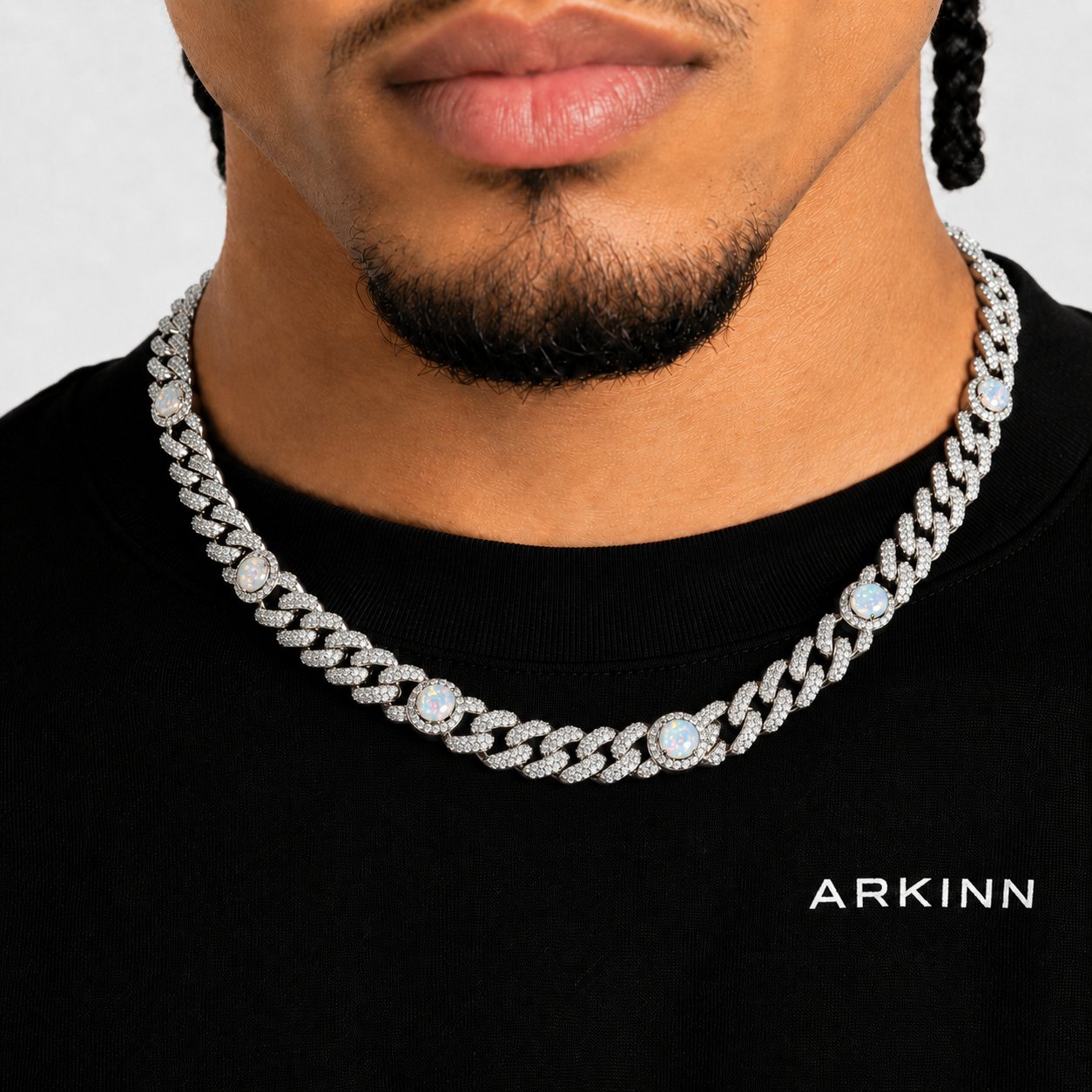 Men Iced out Opal Cuban Chain