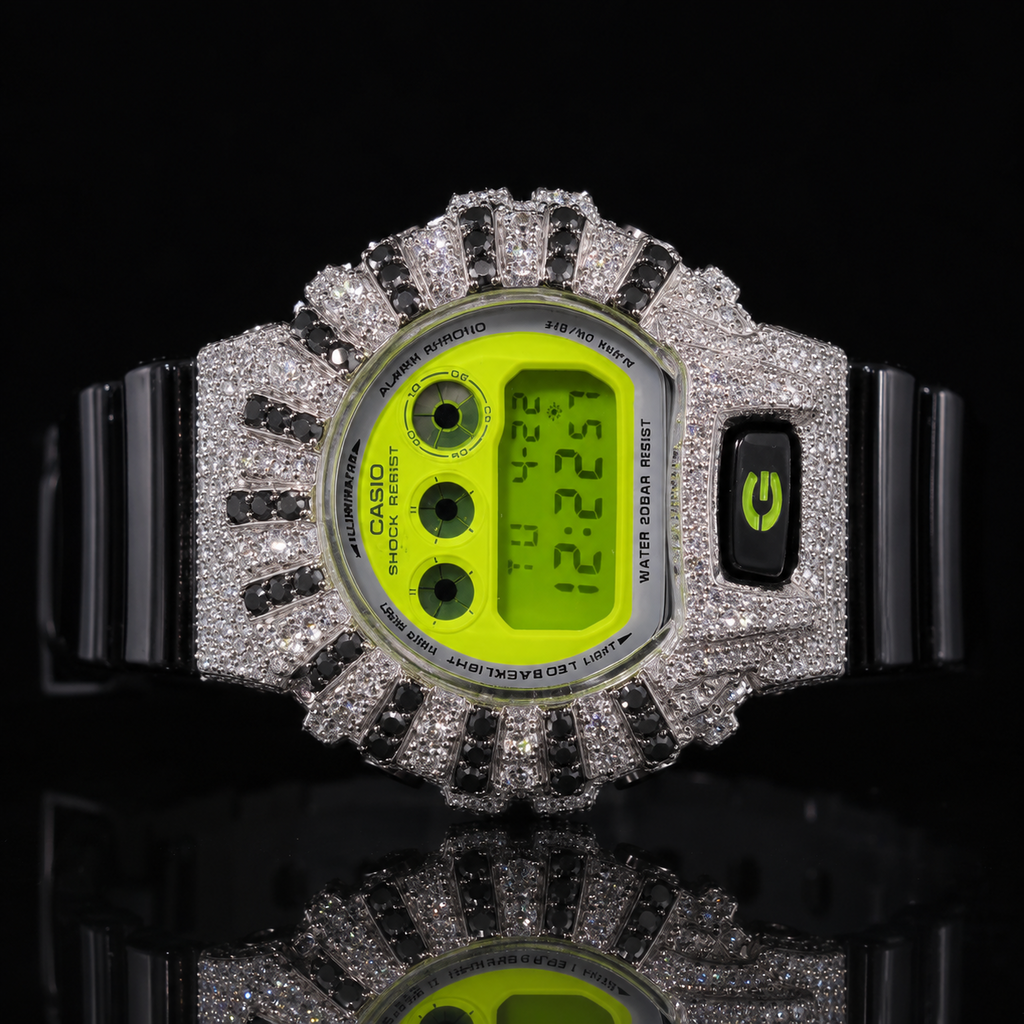 Men’s VVS Moissanite Iced Out Watch – Black Rubber Band