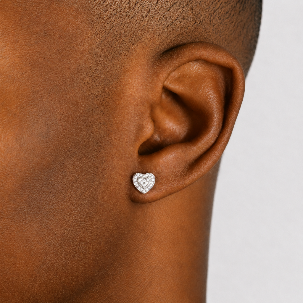 Heart Earrings Iced Out VVS Men