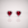 Iced Ruby Heart Earrings