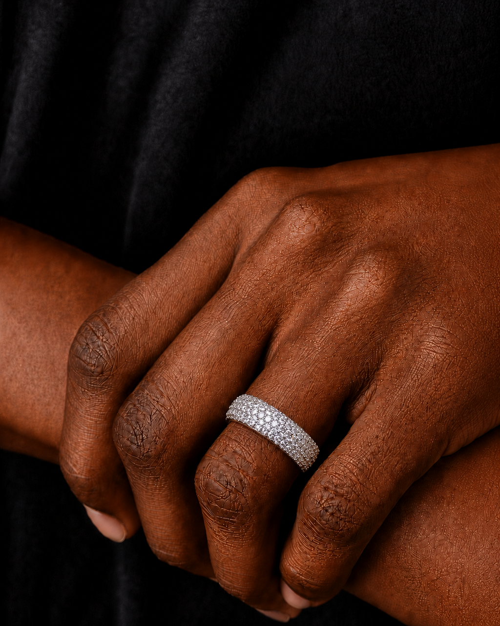 VVS 5-Row Iced Out Band Ring in 14K Gold