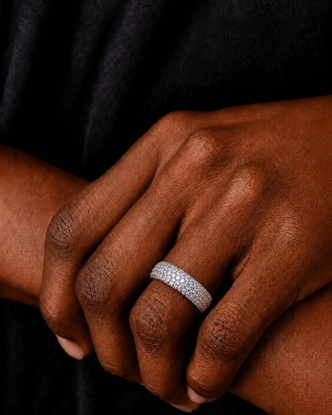 VVS 5-Row Iced Out Band Ring in 14K Gold