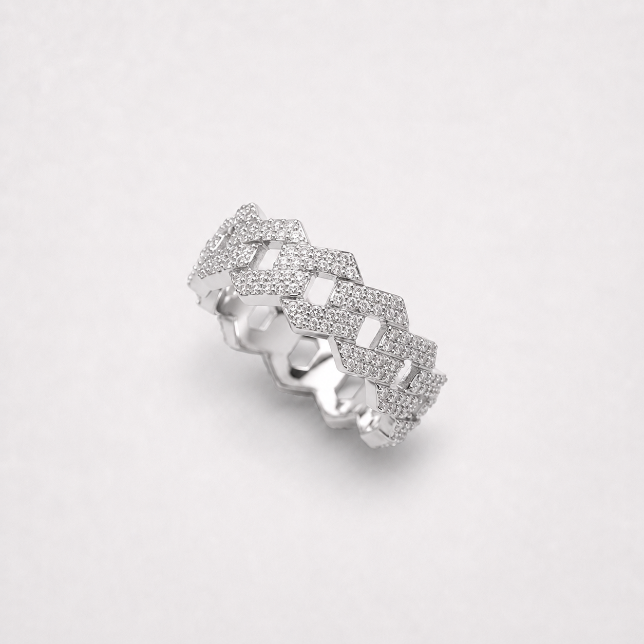 14K Gold Plated Iced Out Cuban Link Ring