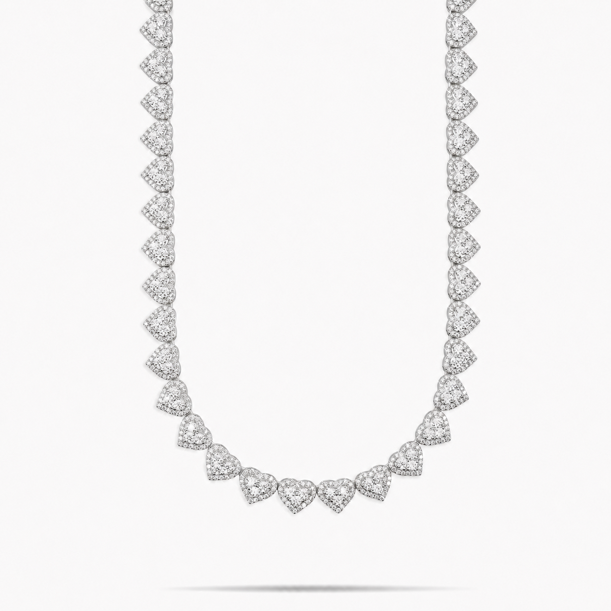Iced Out Cluster Heart Chain 14K Gold Tone 10MM