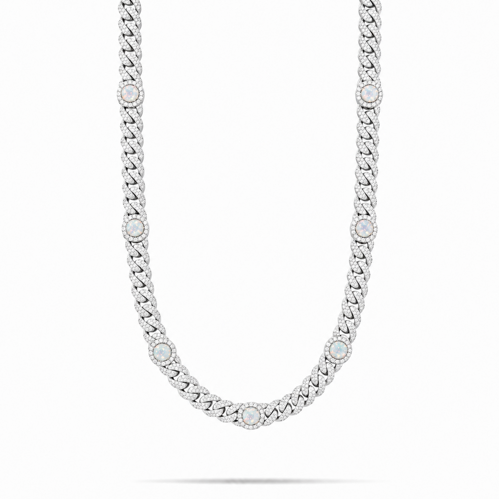 Men Iced out Opal Cuban Chain