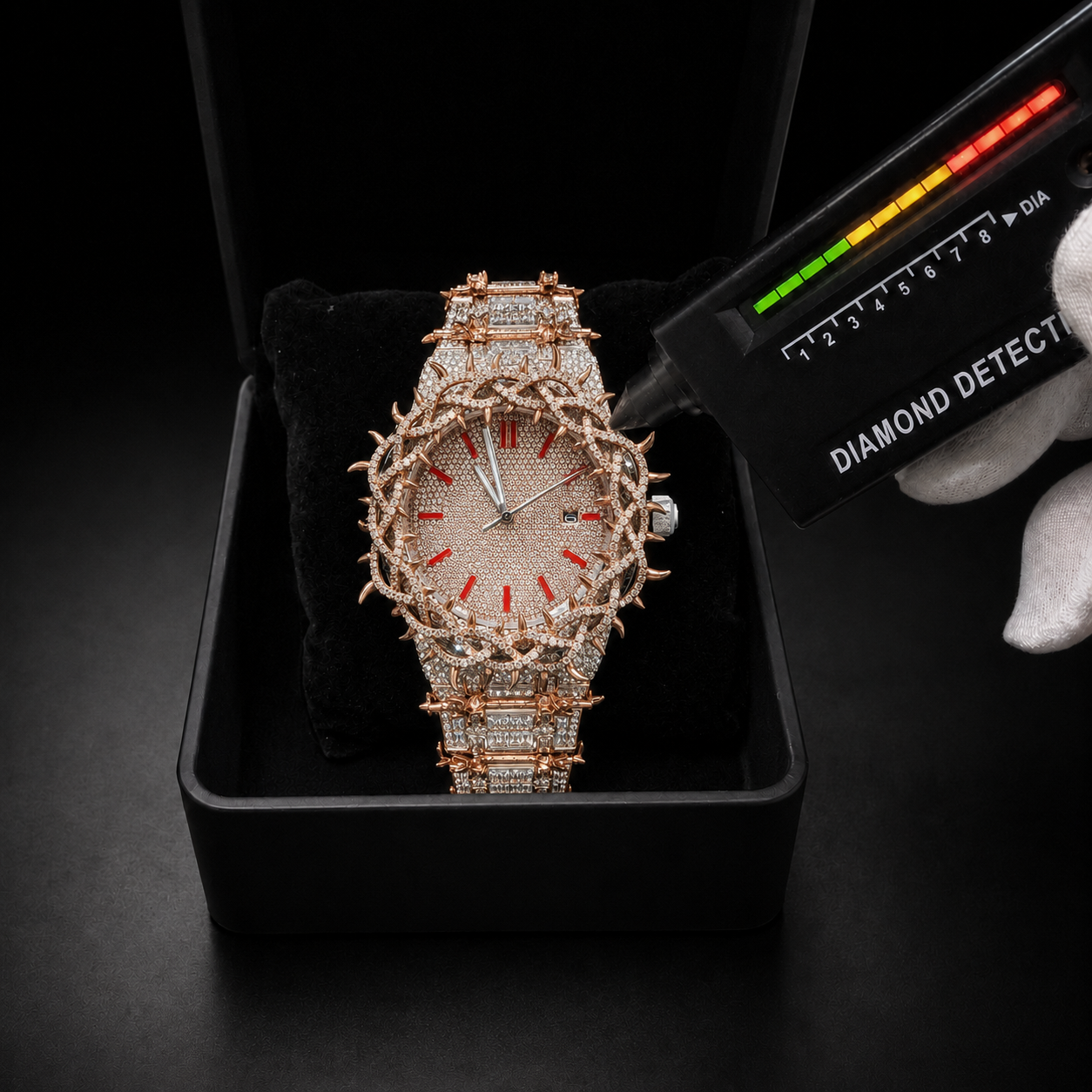 Two Tone Crown Iced Out Watch for Men Luxury Bust Down Statement Watch