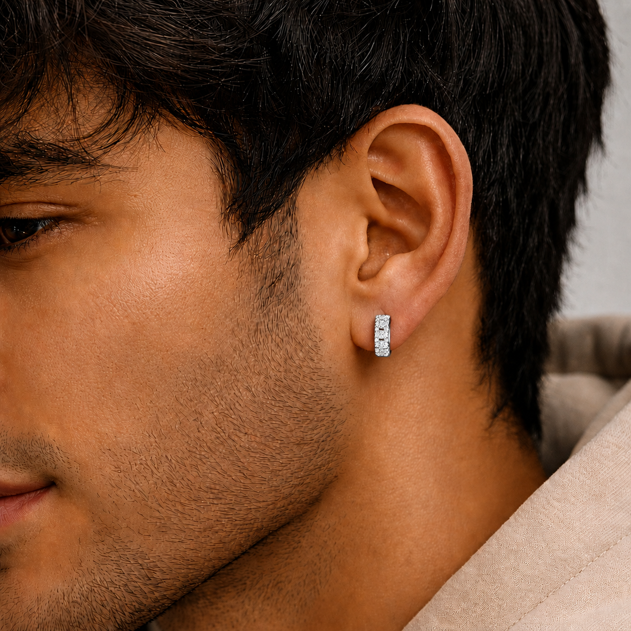Iced Out Hoop Earrings VVS Men