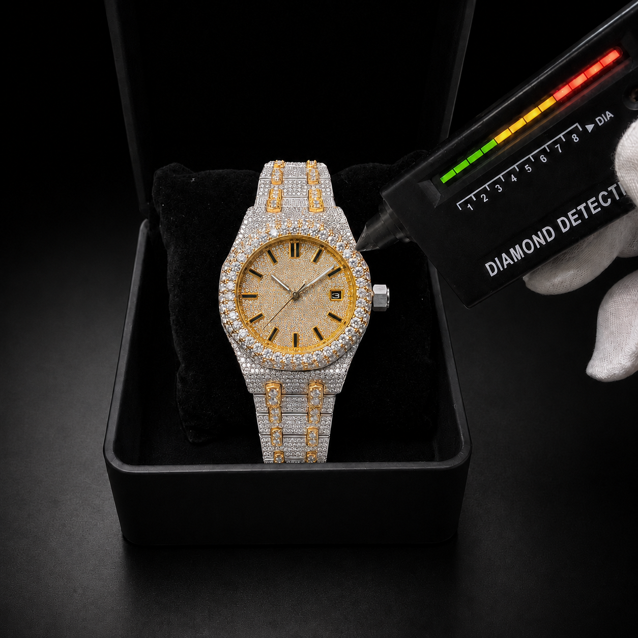 VVS Moissanite Bust Down Watch 41mm Iced Out Two Tone