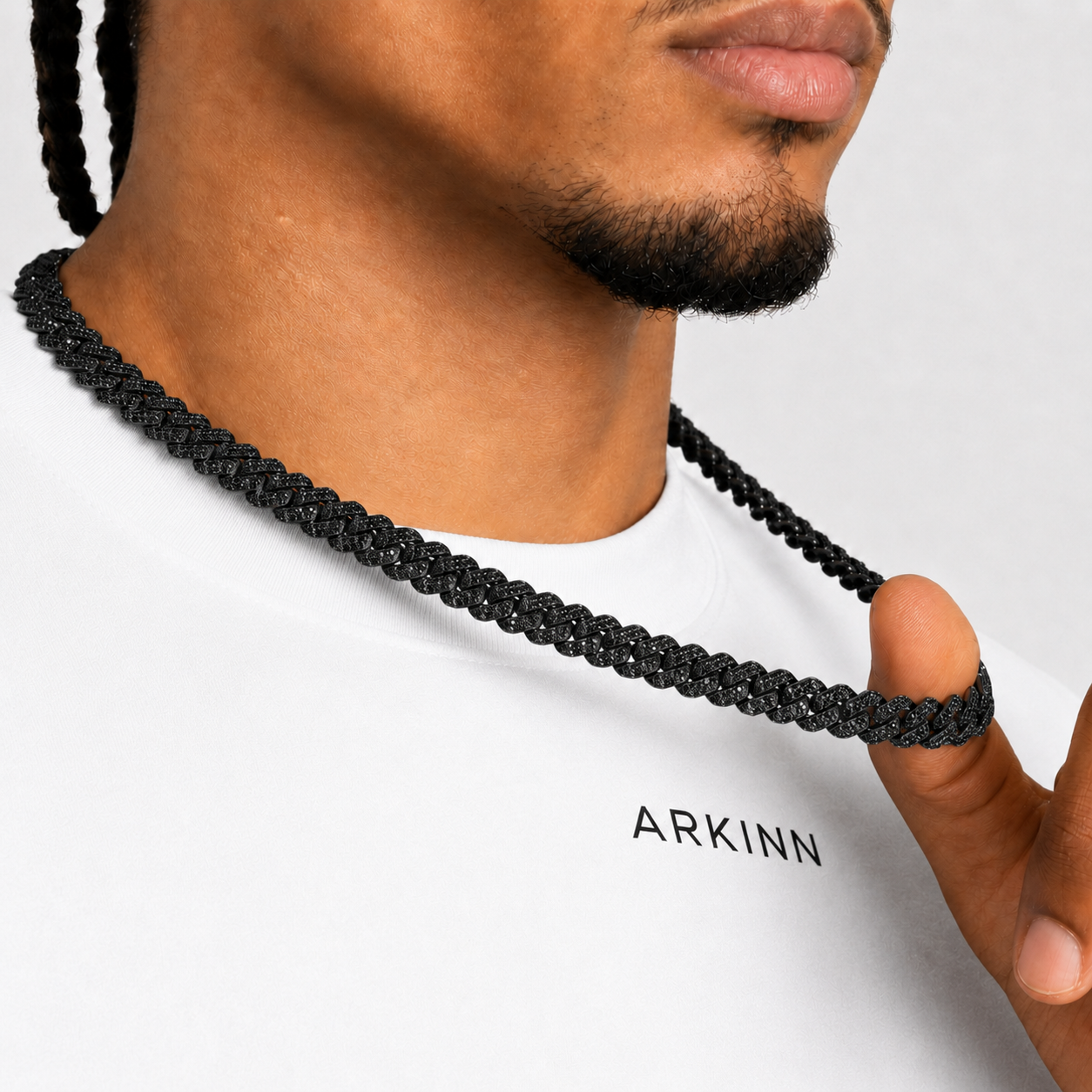 Black Moissanite Iced Out Cuban Link Chain – Bust Down Hip Hop Necklace