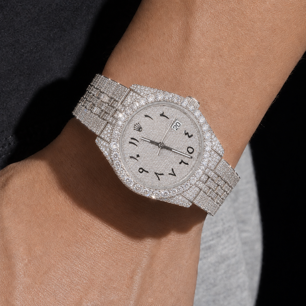 VVS Moissanite Iced Out Watch Arabic Dial Bracelet Bust Down