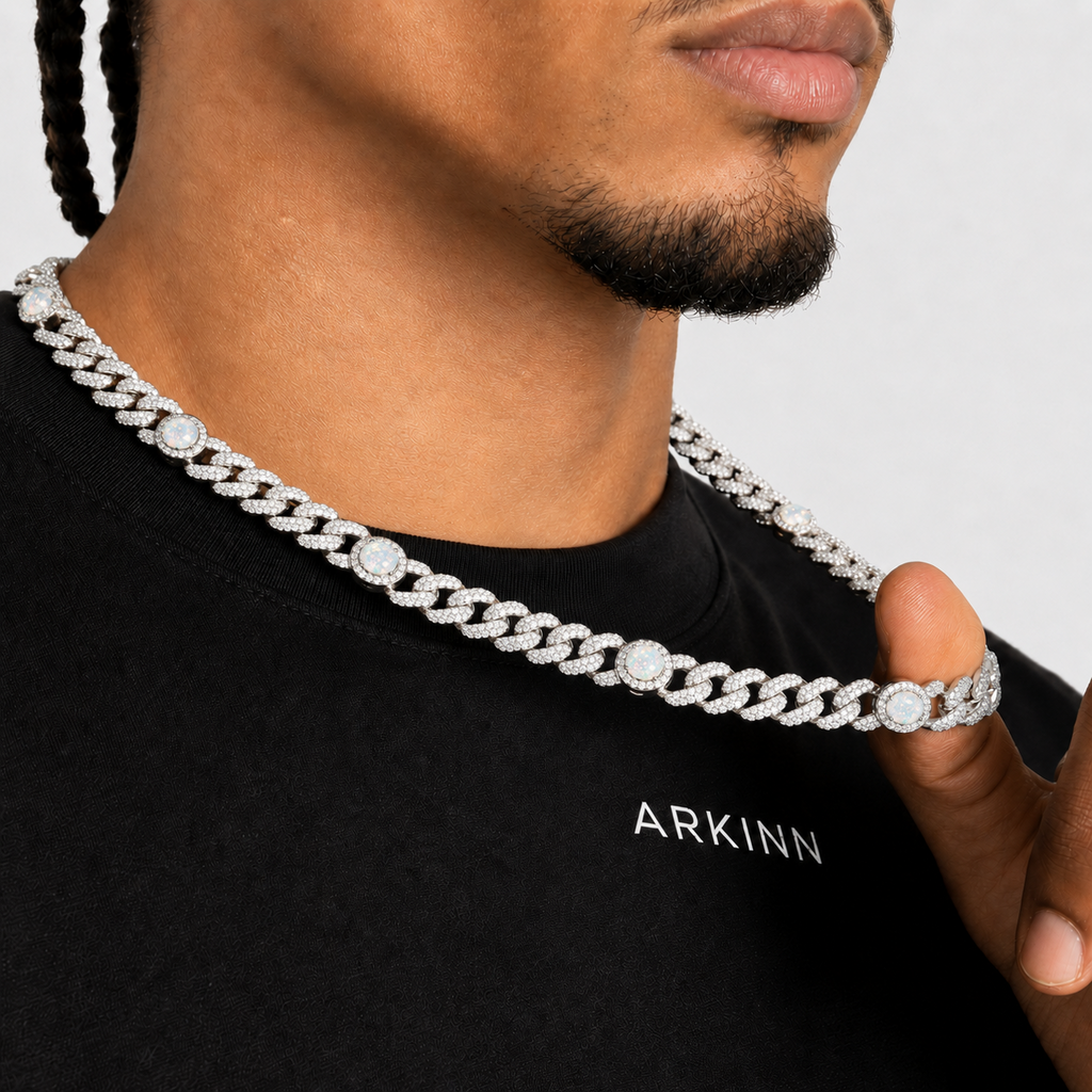 Men Iced out Opal Cuban Chain