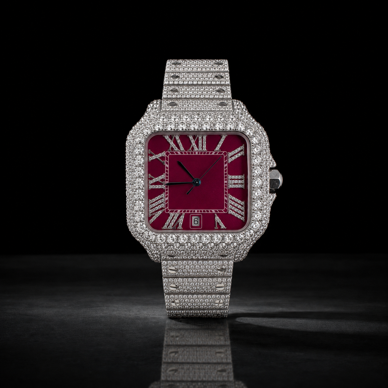 VVS Moissanite Square Bust Down Bracelet Watch for Men