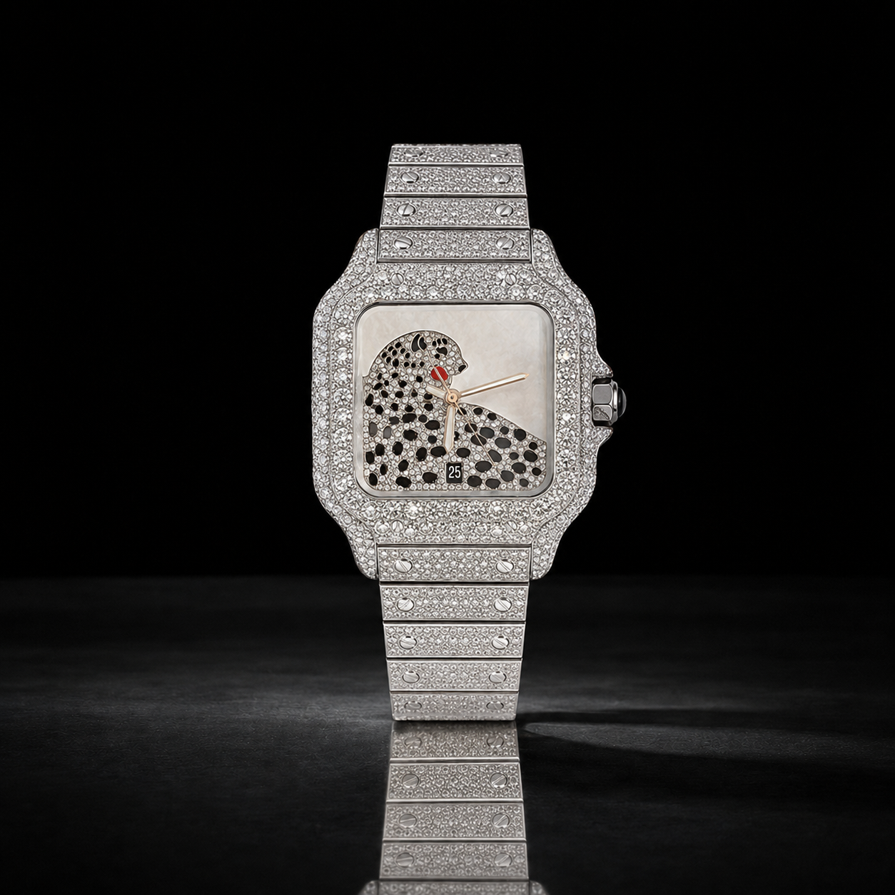 Iced Out Panther Dial Bust Down Men's Luxury Watch