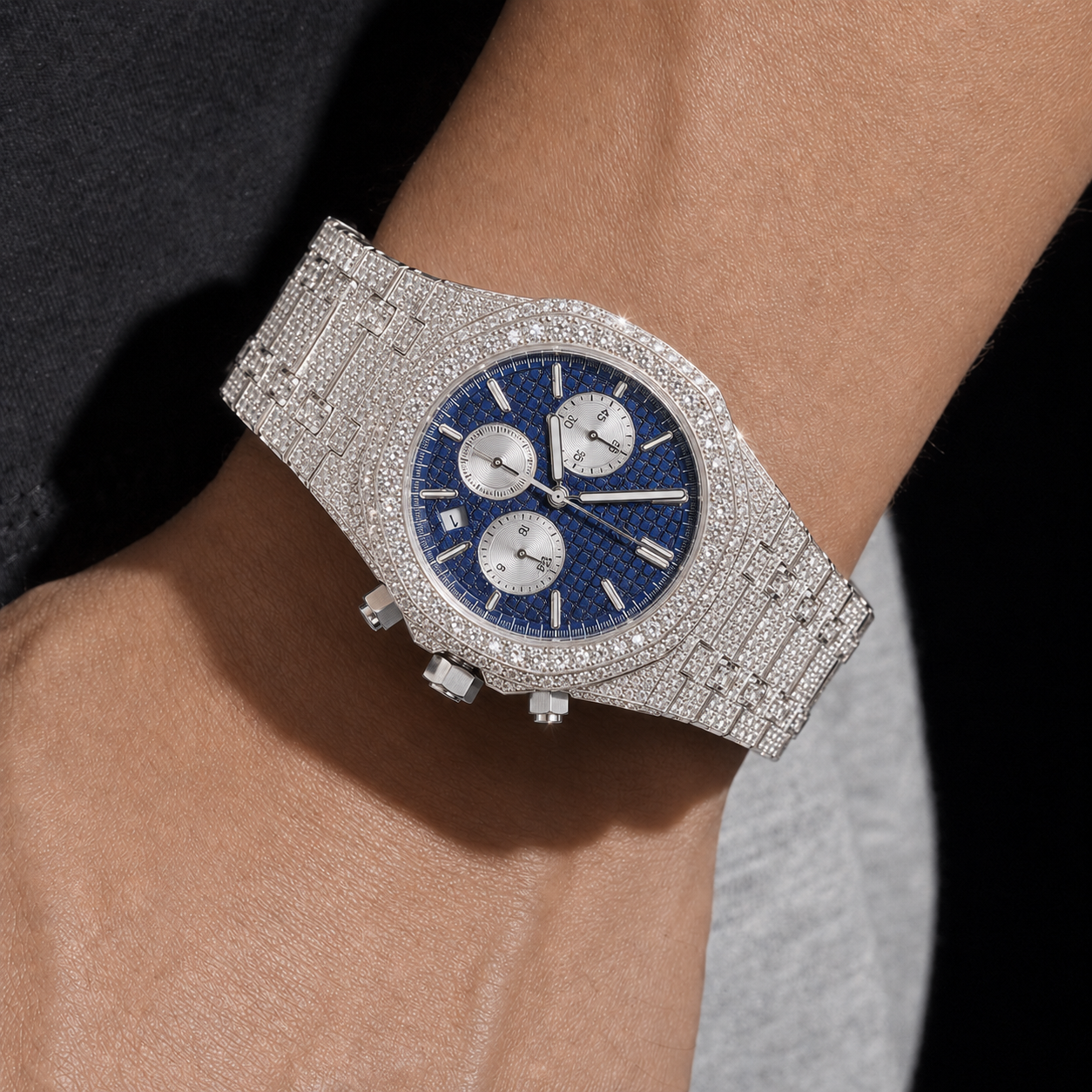 VVS Moissanite Iced Out Watch for Men Self Winding Chronograph