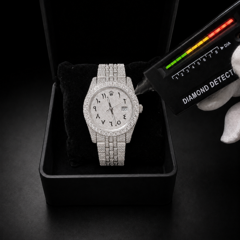 VVS Moissanite Iced Out Watch Arabic Dial Bracelet Bust Down