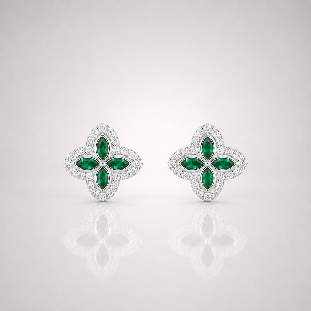 Iced Green Clover Earrings for Men