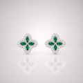 Iced Green Clover Earrings for Men