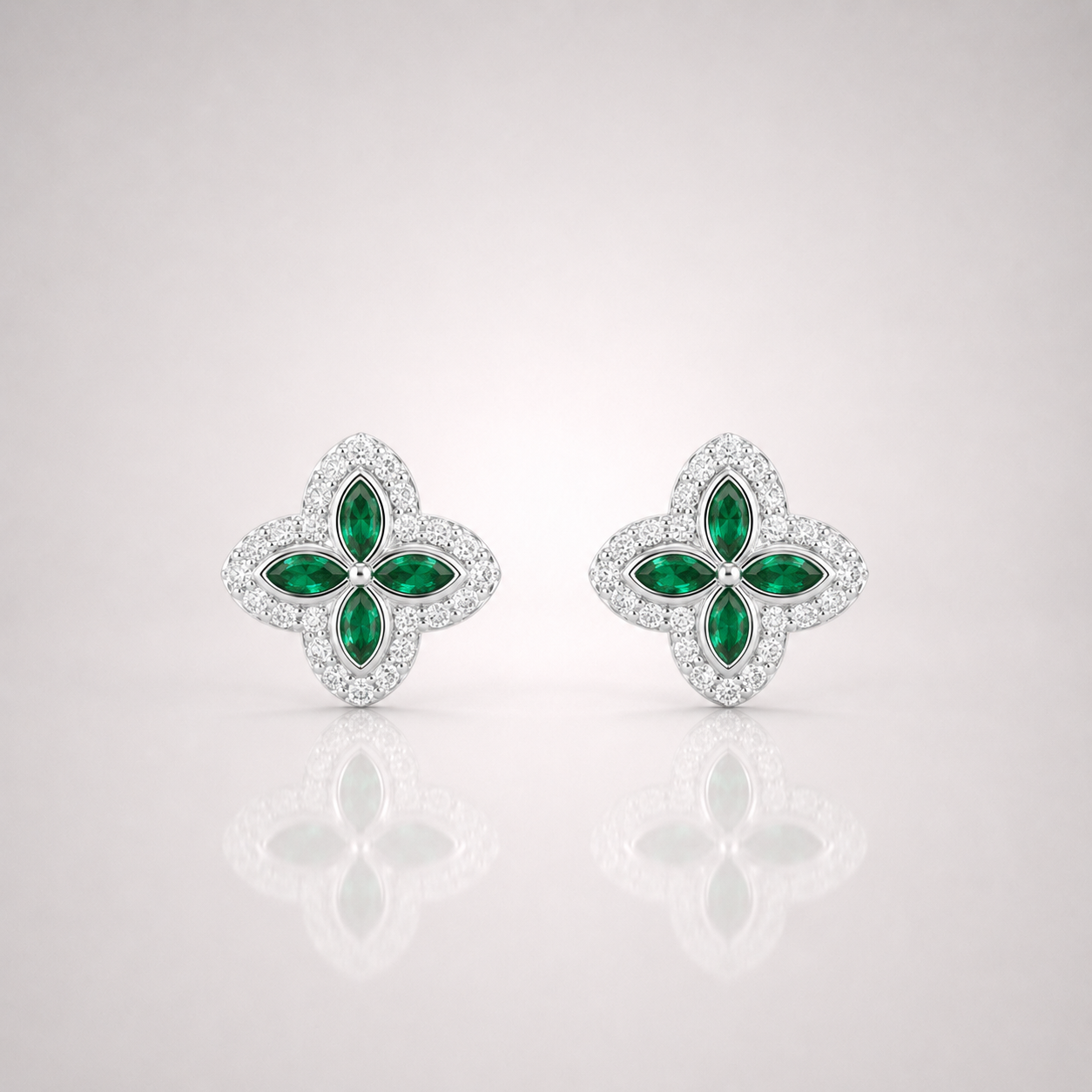 Iced Green Clover Earrings for Men