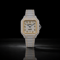 Men’s Luxury Bust Down Skeleton Watch Two Tone White Yellow Gold Finish