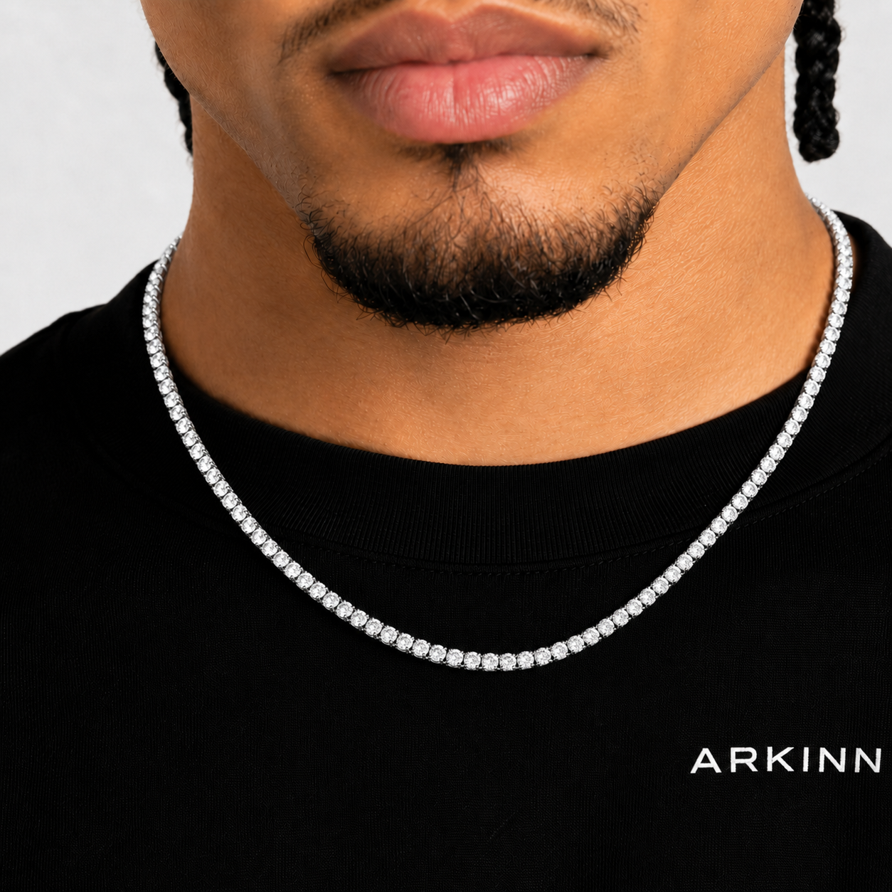 Men’s Diamond Tennis Necklace 6MM White Gold