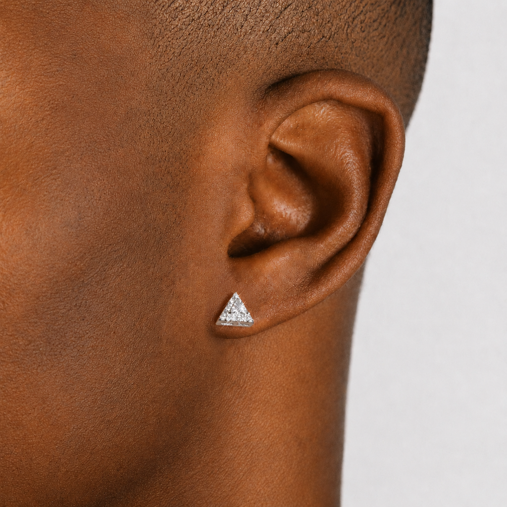 Men’s Iced Out Pyramid Stud Earrings