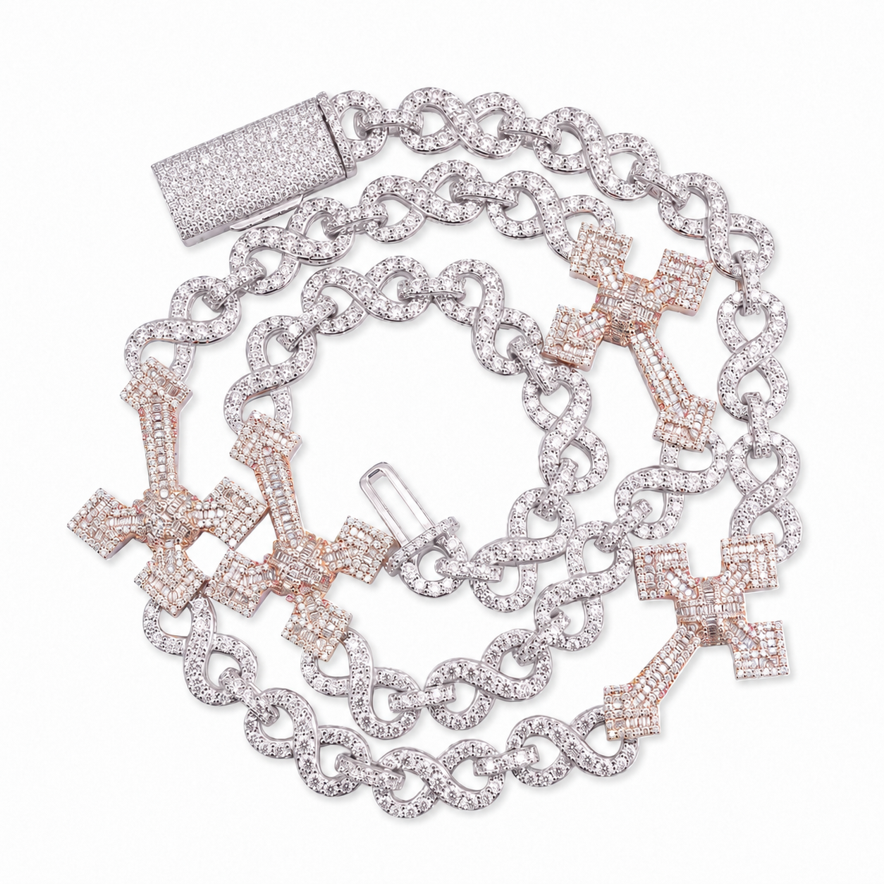 15mm Men’s Iced Out Cross Chain with Infinity Links